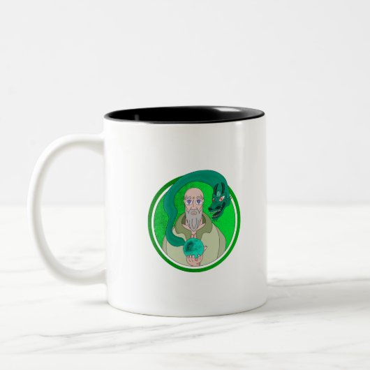 Der Mönch und der Drache Zweifarbige Tasse (Links)