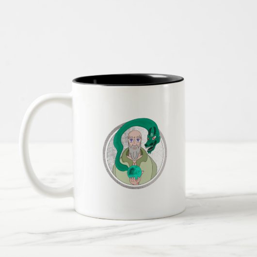 Der Mönch und der Drache Zweifarbige Tasse (Links)