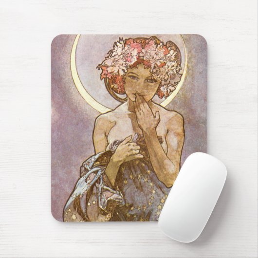Der Mond ~ Alphones Mucha Mousepad (Mit Mouse)