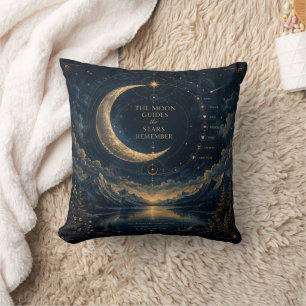 Der Mond führt   Himmelsmond & Sternen Kunst Kissen