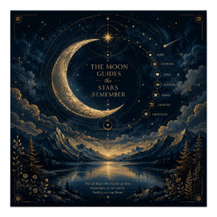 Der Mond führt Himmlische Mond- und Sternenkunst Poster