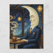 Der Mond geht Kaffee trinken Postkarte (Vorderseite)