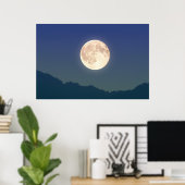 Der Mond in der nächtlichen Himmel Poster (Heimbüro)