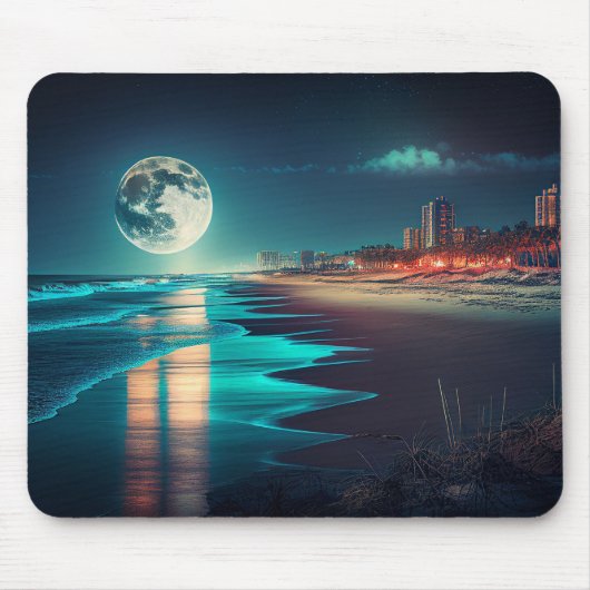 Der Mond mit Blick auf das Meer und die Stadt Mousepad (Vorne)