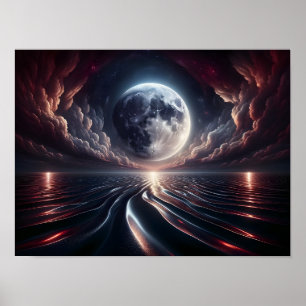 Der Mond mit Blick auf den Ozean Poster