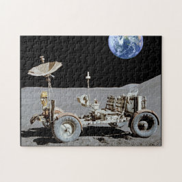 Der Mond ruderte, wobei die Erde dem Hintergrund h Puzzle