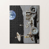 Der Mond ruderte, wobei die Erde dem Hintergrund h Puzzle (Vertikal)