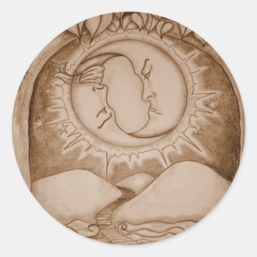 Der Mond Runder Aufkleber (Vorderseite)