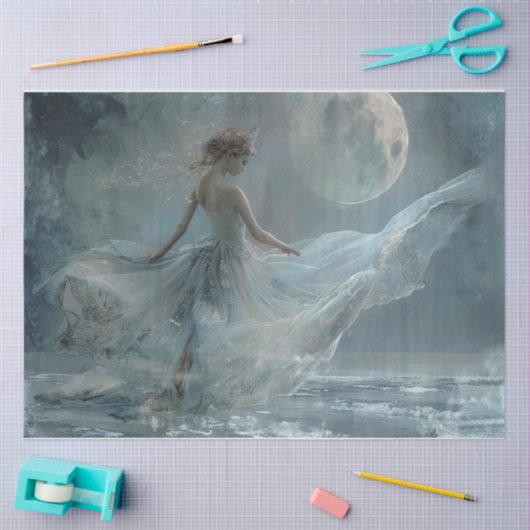 Der Mond und das Meer Seidenpapier (Basteln)