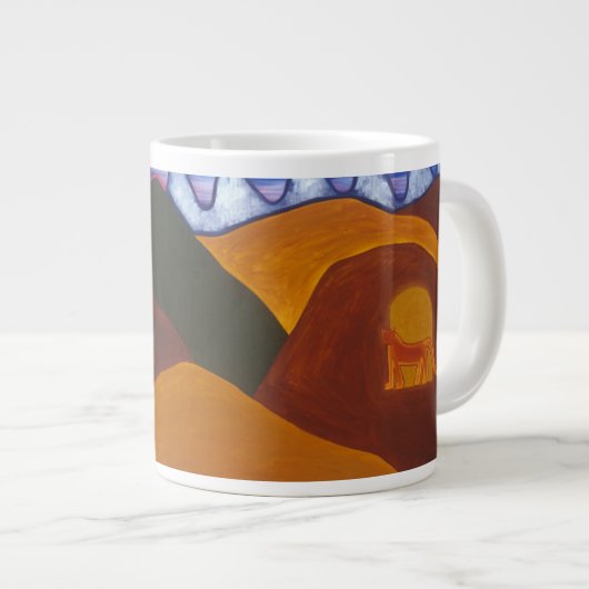 Der Mond und der Puma, die von Abschied nehmen Jumbo-Tasse (Vorderseite Rechts)