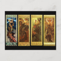 Der Mond und die Sterne Vintage Mucha-Postkarte