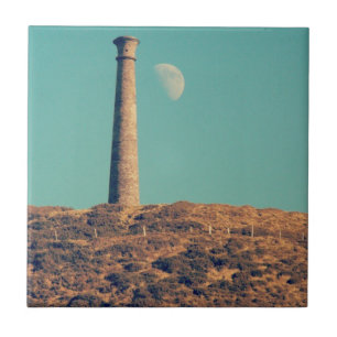 Der Mond und ein Turm: Aberystwyth Fliese