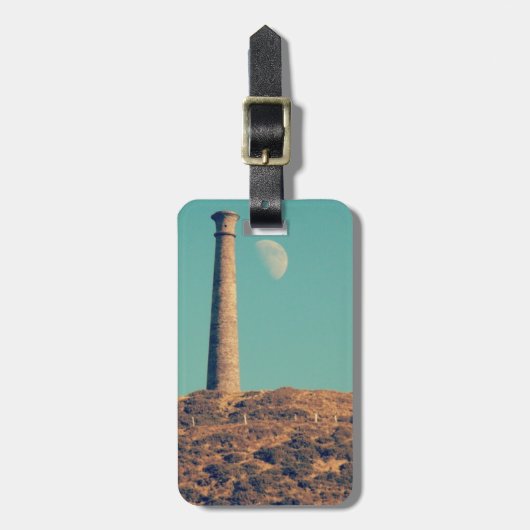 Der Mond und ein Turm: Aberystwyth Gepäckanhänger (Vorderseite vertikal)