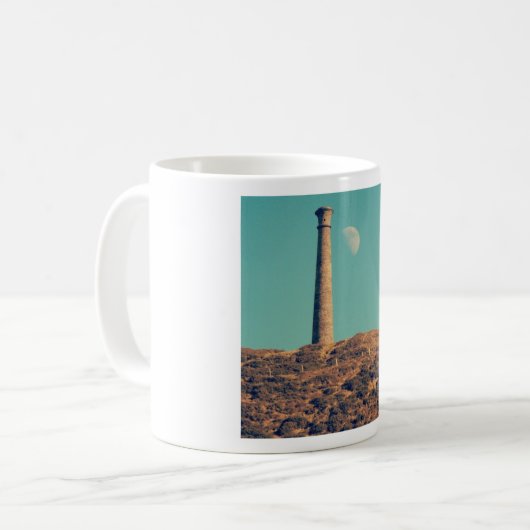 Der Mond und ein Turm: Aberystwyth Kaffeetasse (Vorderseite Links)