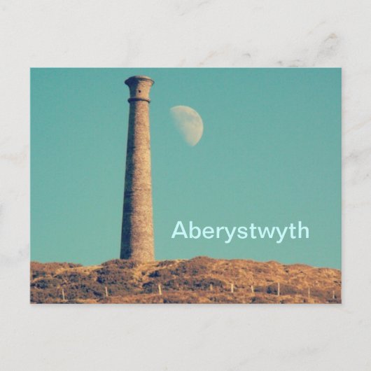 Der Mond und ein Turm: Aberystwyth Postkarte (Vorderseite)