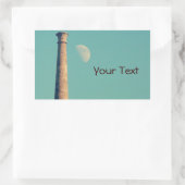 Der Mond und ein Turm: Aberystwyth Rechteckiger Aufkleber (Tasche)