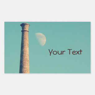 Der Mond und ein Turm: Aberystwyth Rechteckiger Aufkleber