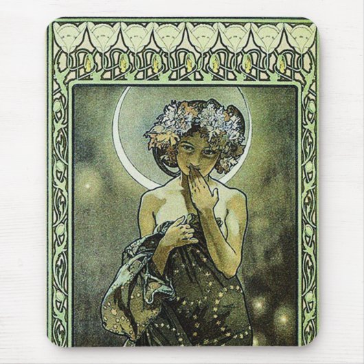 Der Mond von Alphonse Mucha Mousepad (Vorne)
