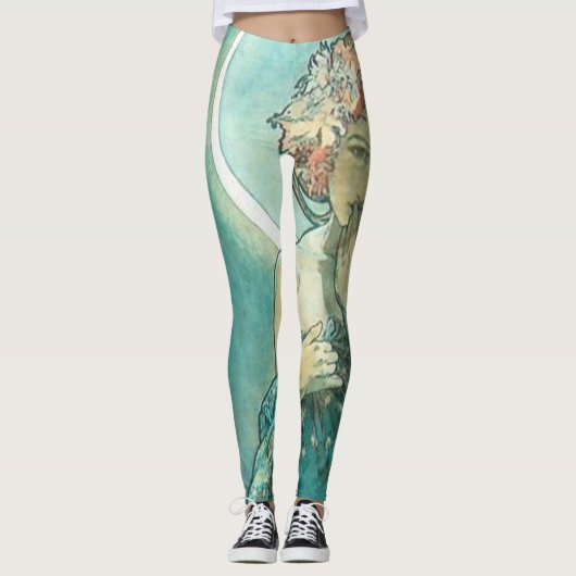 "Der Mond" von Mucha Green Leggings (Vorderseite)