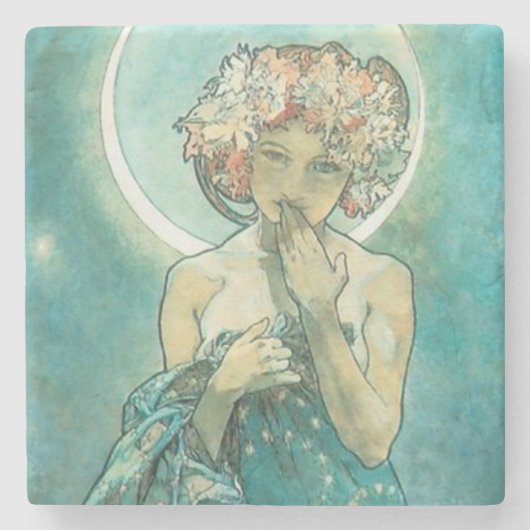 "Der Mond" von Mucha, Untersetzer des grünen Stein (Vorderseite)