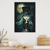 Der Mond-Wand-Kunst des Raben Poster (Küche)