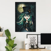 Der Mond-Wand-Kunst des Raben Poster (Heimbüro)
