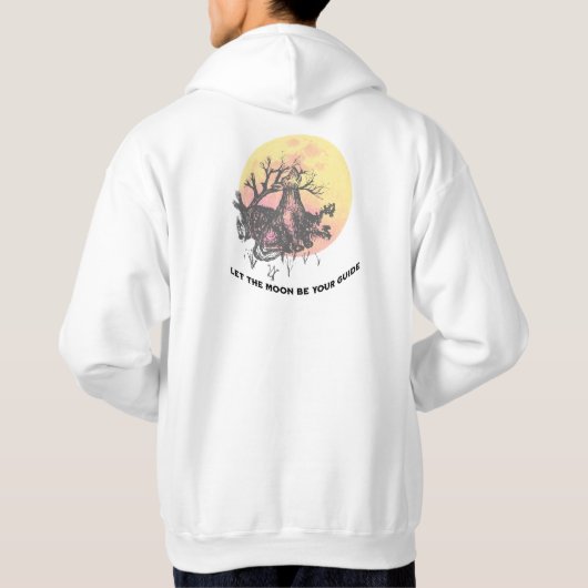 Der Mondführer, Wolf auf dem Mond, rustikale Buchs Hoodie (Rückseite)