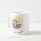 Der Mondführer, Wolf auf dem Mond und Gothic Lette Kaffeetasse (Vorderseite Links)