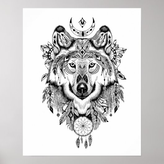 Der monochrome Wolf Poster (Vorne)