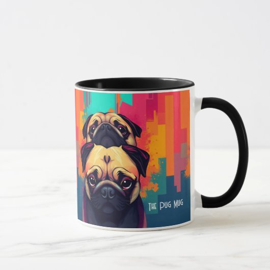 "Der Mops-Tasse" - Braune Mops-Hund-Kaffeetasse Tasse (Rechts)