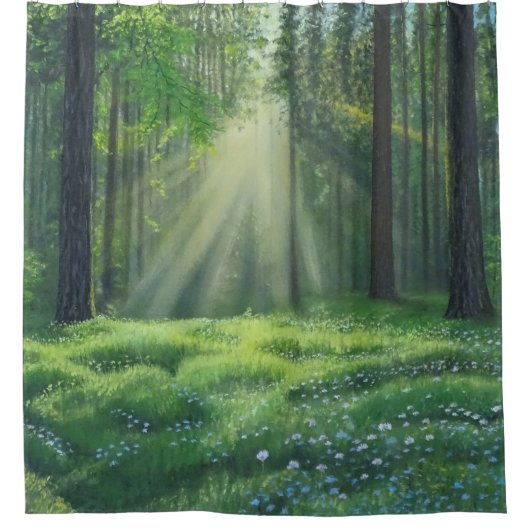 "Der Morgen ist kaputt" Duschvorhang (Vorderseite)