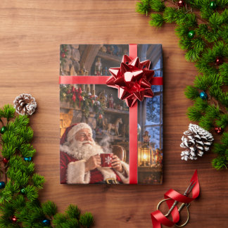 Der Morgen nach Weihnachten Santa und Rentiere Geschenkpapier