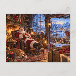 Der Morgen nach Weihnachten Santa und Rentiere Postkarte