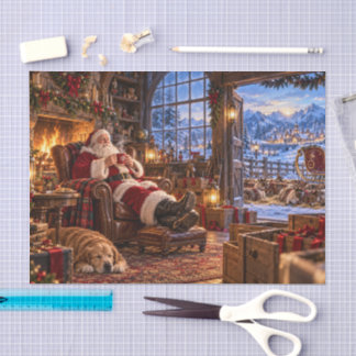 Der Morgen nach Weihnachten Santa und Rentiere Seidenpapier