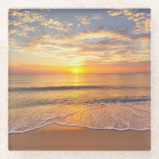 Der Morgen Sun an der Küste Glasuntersetzer (Vorderseite)