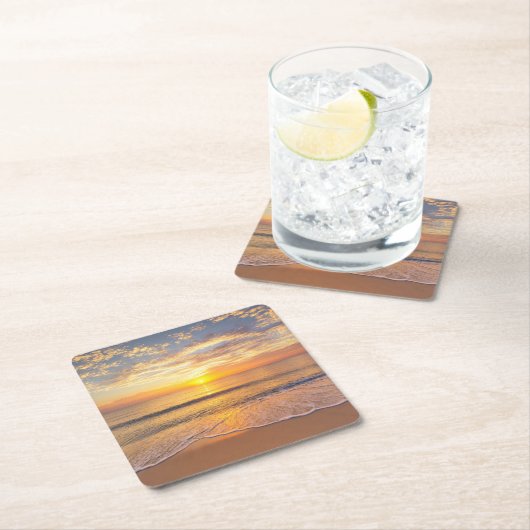 Der Morgen Sun an der Küste Rechteckiger Pappuntersetzer (Vor Ort)