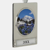Der Mount Rainier am Paradies-Punkt Banner-Ornament Silber (Rechts)