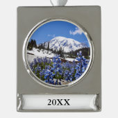 Der Mount Rainier am Paradies-Punkt Banner-Ornament Silber (Vorderseite)
