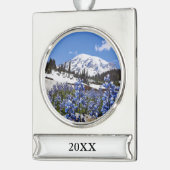 Der Mount Rainier am Paradies-Punkt Banner-Ornament Silber (Links)