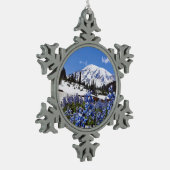 Der Mount Rainier am Paradies-Punkt Schneeflocken Zinn-Ornament (Links)