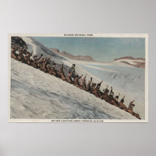 Der Mount Rainier, WA - Linie der Leute, die Poster