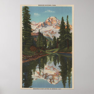 Der Mount Rainier, WA - Mirror See mit Mt. Poster