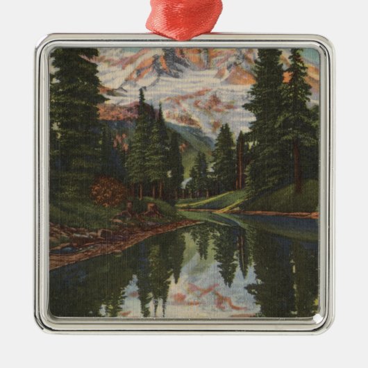 Der Mount Rainier, WA - Mirror See mit Silbernes Ornament (Vorne)