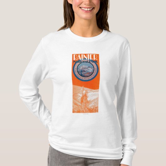 Der Mount- Rainierplakat - Reiten T-Shirt (Vorderseite)