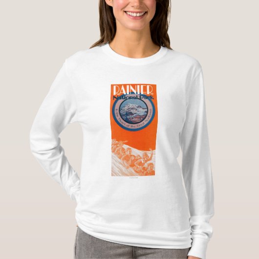 Der Mount- Rainierplakat - Sledding T-Shirt (Vorderseite)