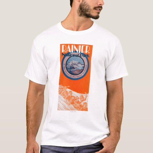 Der Mount- Rainierplakat - Sledding T-Shirt (Vorderseite)