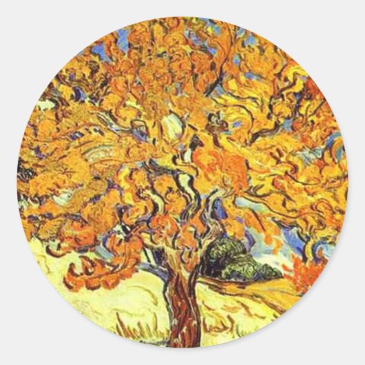 Der Mulberry-Baum, Vincent Van Gogh Runder Aufkleber (Vorderseite)