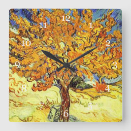 Der Mulberry-Baum, Vincent van Gogh. Vintage Kunst Quadratische Wanduhr