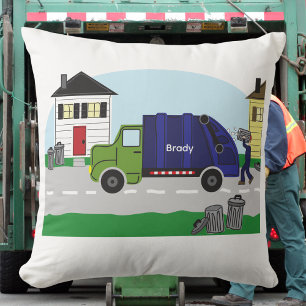 Der Mülltag ist der beste Tag!" Garbage Truck Name Kissen
