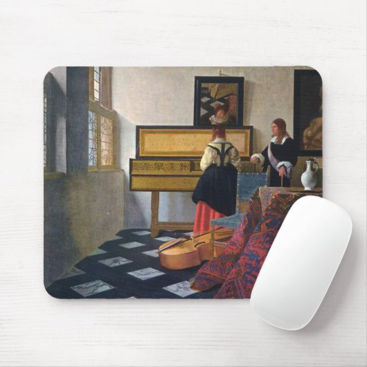 Der Musikunterricht Johannes Vermeers (circa1663) Mousepad (Mit Mouse)